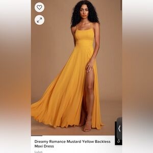 Dreamy Romance Mustard Yellow Backless Maxi Dress